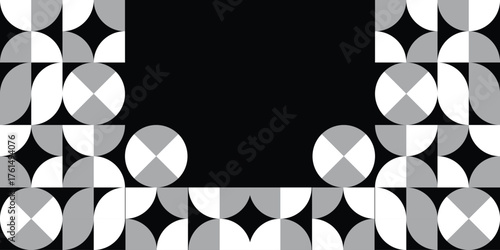 Geometric Quad Tile Frame in Grayscale and Black