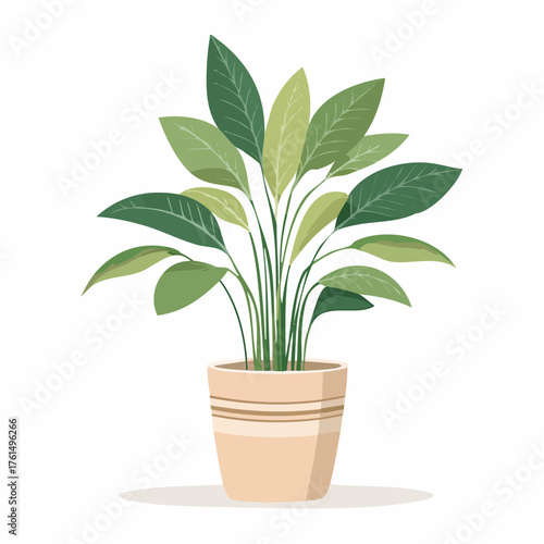 Vector Illustration of Decorative Potted Plant, Perfect for Home Decor, Interior Design, and Botanical-Themed Graphic Projects