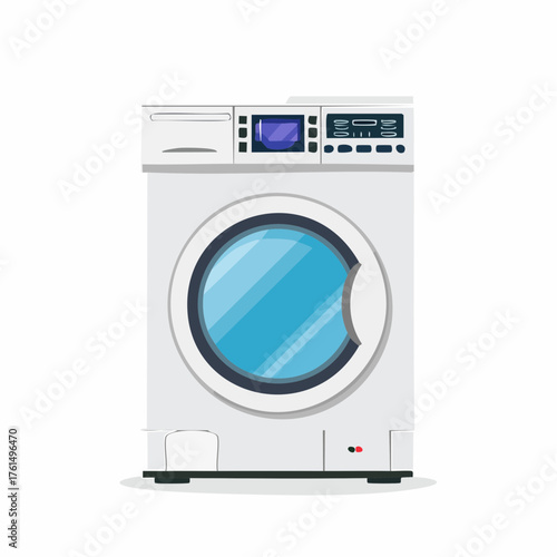 Realistic Vector Art of Modern Washing Machine, Perfect for Digital Marketing, Home Appliance Designs, and Laundry Concept Illustrations 