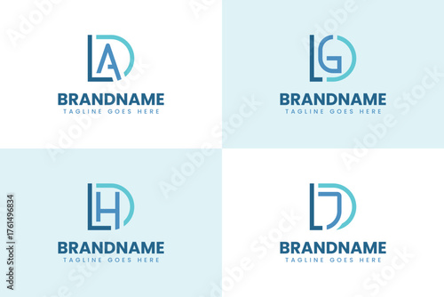 Letters DLA DLG DLH DLJ Monogram Logo Set, for brand with LAD LGD LHD LJD initials