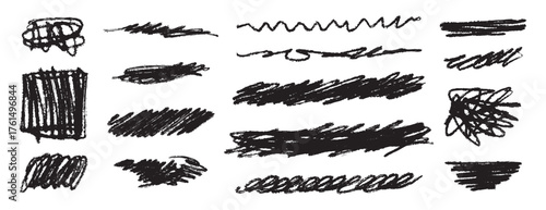 scribble grunge doodle line set. hand drawn lines messy pencil brush shapes and charcoal smears.
