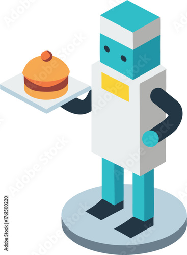 Next gen kitchen robot isometric illustration scalable vector graphic for eps file format