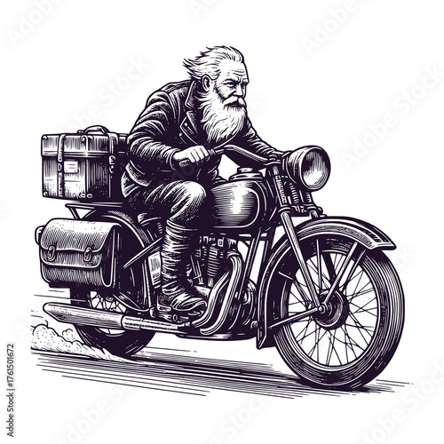 old man riding a motorbike