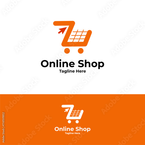 online shop shopping cart logo abstract design