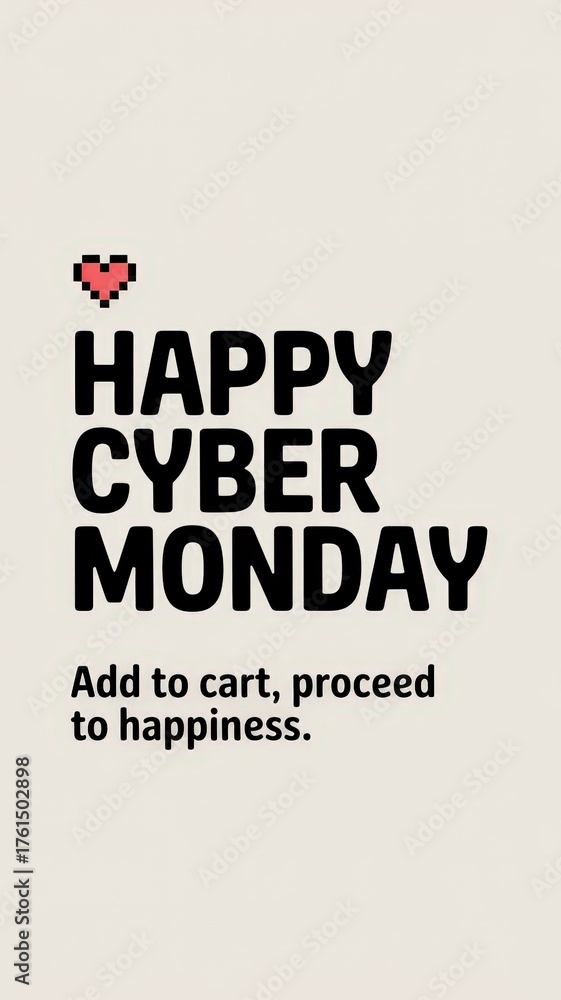 Naklejka premium Playful minimal card celebrating Cyber Monday with a heart for added joy and excitement in online shopping