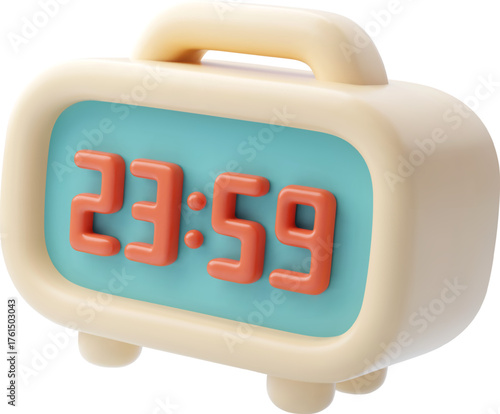 3D Vector Digital Clock Icon for Happy New Year, Time Management and Deadline Concept.