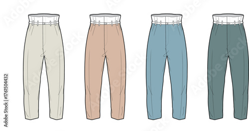 Variety of Fashionable Women's Pants in a Range of Colors with Detailed Lace Waistband Design