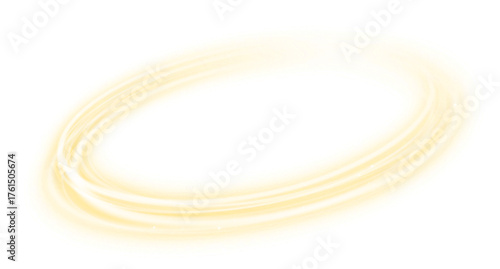 Fotografie Transparent Glowing Golden circular Line isolated on transparent background