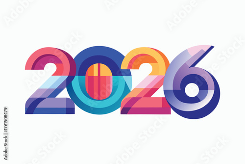 Vector art of colorful gradient numbers the happy new year 2026.