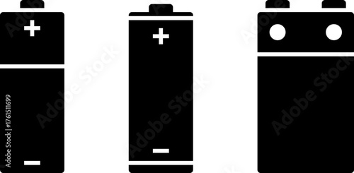 Set of battery icon silhouette