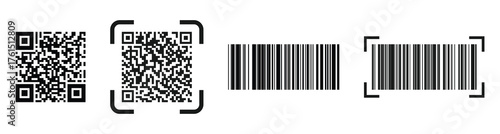 QR code scanning icon vector. QR code and barcode isolated icon. Vector illustration on white background