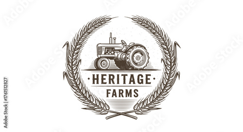 set of labels with a tractor for livestock and crop
