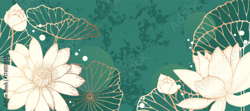 luxurious vector background with a golden lotus. A luxurious design for a cover, invitation, or banner.