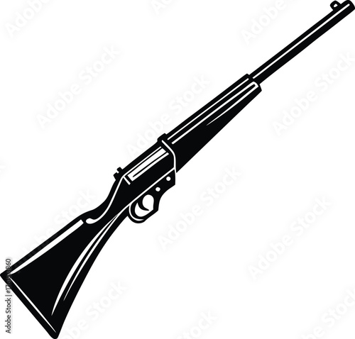 Weapons silhouette set. Collection of various realistic firearms. Assult rifles, sniper rifles, shotguns, handguns, machine guns, historical guns & other. Vector illustration