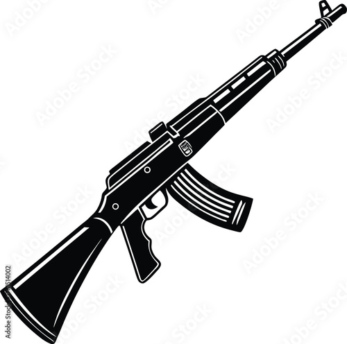 Weapons silhouette set. Collection of various realistic firearms. Assult rifles, sniper rifles, shotguns, handguns, machine guns, historical guns & other. Vector illustration