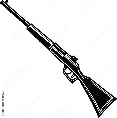 Weapons silhouette set. Collection of various realistic firearms. Assult rifles, sniper rifles, shotguns, handguns, machine guns, historical guns & other. Vector illustration