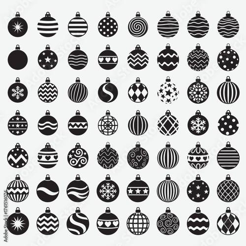 Extensive Collection of Decorative Christmas Bauble Icons Keywords: christmas, holiday, ornament, bauble, ball, decoration