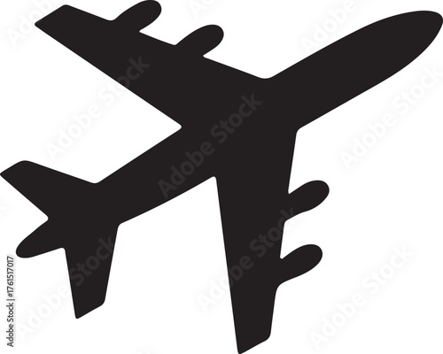 Silhouette of a commercial airplane in flight icon