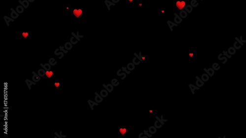 Animated Hearts Flying Upward in 4K, Floating Social Media Hearts with Transparent Background.