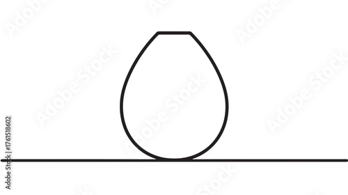 Simple abstract shape resembling a droplet or an egg on a flat line.