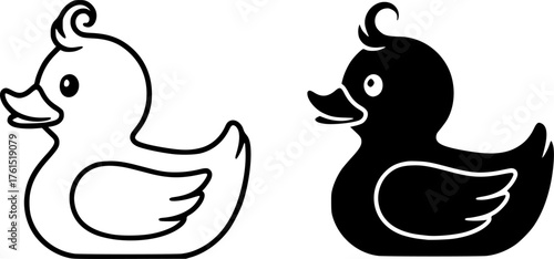 ofvs543 OutlineFilledVectorSign ofvs - rubber duck vector icon . isolated transparent . black outline and filled version . AI 10 / EPS 10 / PNG . g11886