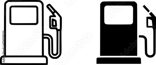 ofvs183 OutlineFilledVectorSign ofvs - fuel vector icon . gas station sign . petrol pump . filling . gasoline . isolated transparent . black outline and filled version . AI 10 / EPS 10 . g11522 