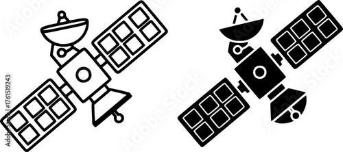 ofvs353 OutlineFilledVectorSign ofvs - satellite vector icon . isolated transparent . black outline and filled version . AI 10 / EPS 10 / PNG . g11693
