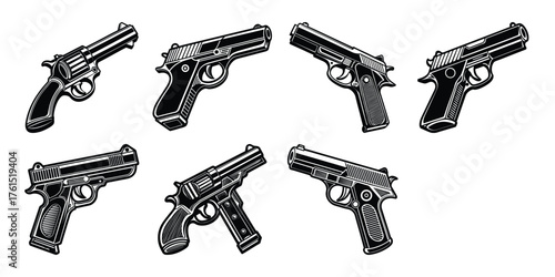 Gun icon set. Weapon vector collection,Pistol icon. gun logo. gun vector element.