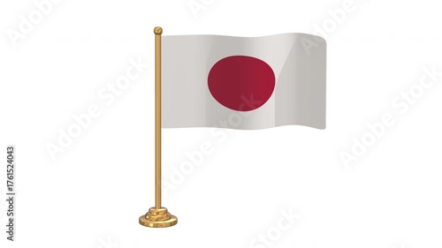 3D Japan Golden Pool Flag Loop Transparent