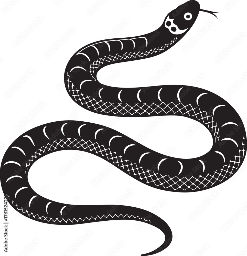 Naklejka premium Stylized cobra snake silhouette design