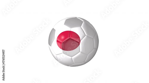 3D Japan Flag Paterned Football Ball Rotating Loop Transparent