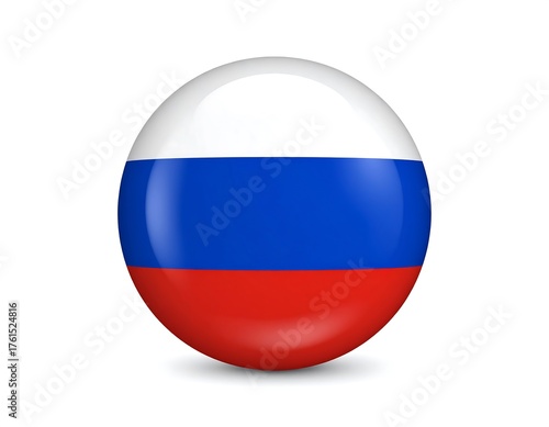 Glossy, spherical emblem featuring three horizontal stripes white, blue, and red, representing a nation's flag on a white background Free Download Glossy, spherical emblem featuring three horizontal stripes white, blue, and red, representing a nation's flag on a white background - GFXLoad