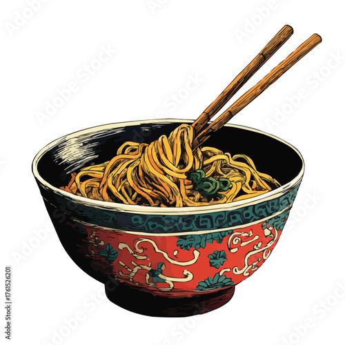 Vector Illustration Colored Image Noodles