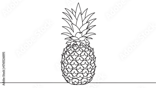 Simple line drawing of a fresh pineapple standing tall against a white background.