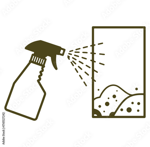 Cleaning product spraying onto a surface with dirt or grime vector illustration design