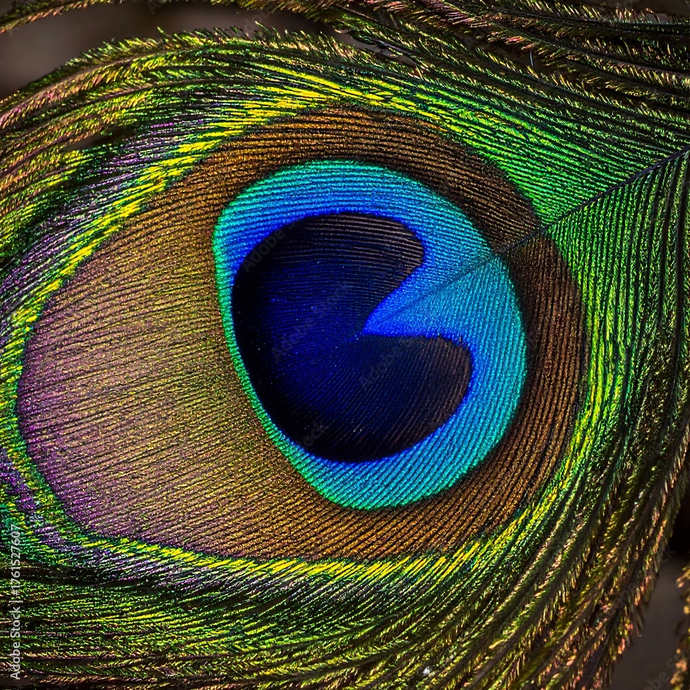 Obraz premium Close-up of a single peacock feather, showcasing vibrant colors