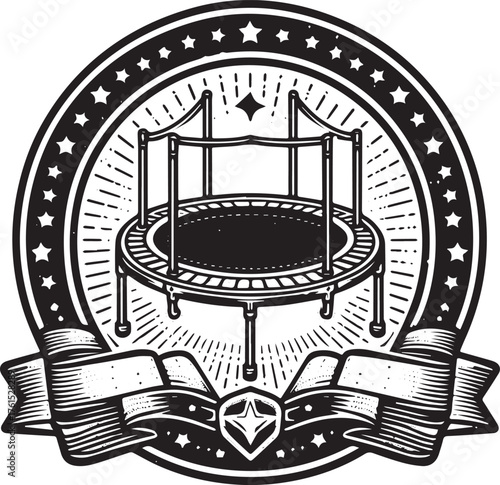 Vintage Trampoline Illustration: A Retro Emblem of Fun and Recre