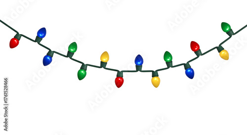 String of colorful Christmas lights on white background 1