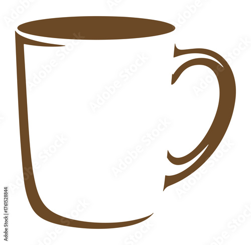 Simple brown coffee mug illustration for beverages morning drinks and design concepts