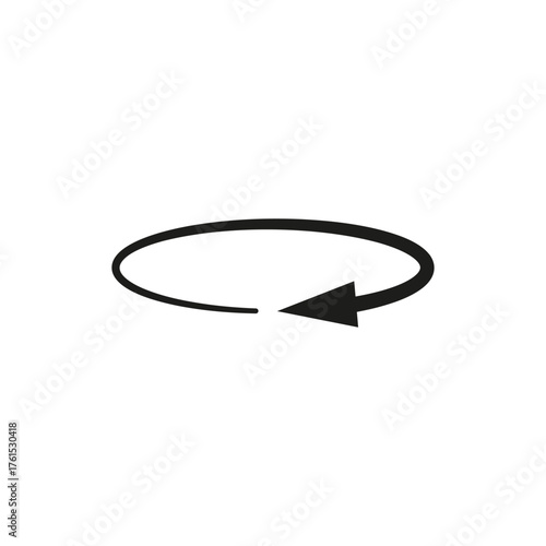 Semicircular rounded arrow. Vector illustration. The semi circle curved long arrow moves in a circular trajectory and path.