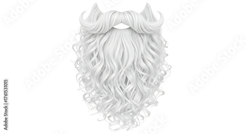 White curly beard and mustache on white background