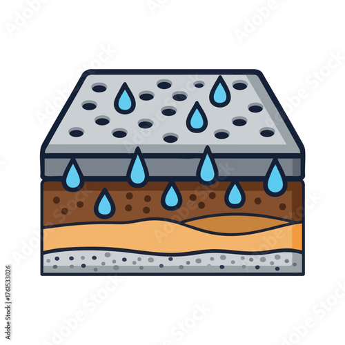 of water draining through porous soil layers.