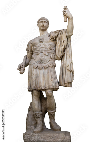 Foto Ancient Roman statue of Emperor Trajan cut out on transparent background