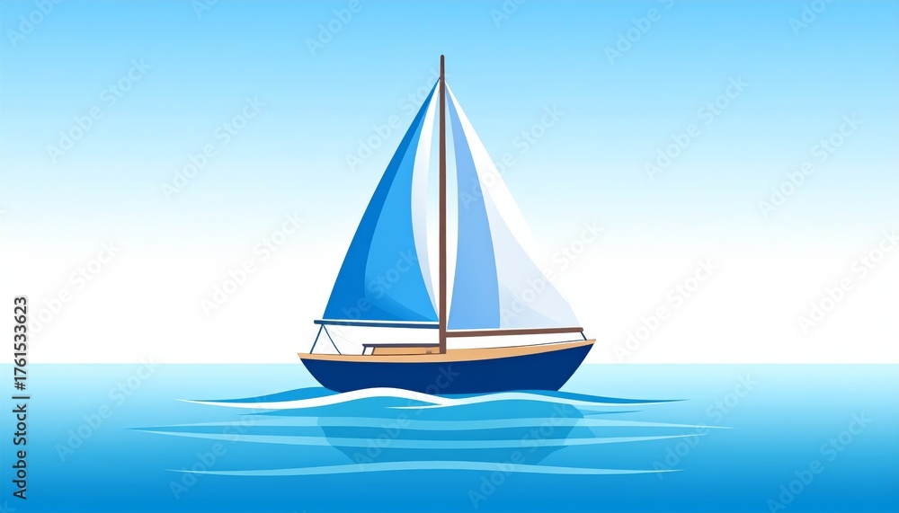 Fototapeta premium Colorful sailboat sailing on the water at sunset abstract illustration