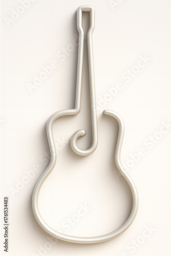 A graceful 3D metallic guitar outline symbolizing rhythm, creativity, and harmony — blending simplicity, elegance, and the timeless spirit of music.