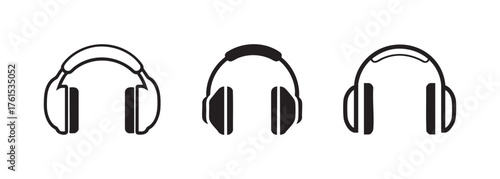 Diverse headphone icons offer modern audio communication solutions