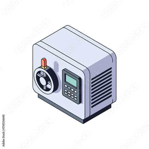 A modern industrial machine with a digital display and control dial for precision operations.