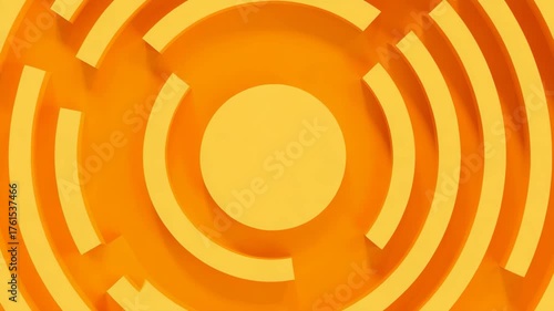 Abstract Pulsating Orange and Yellow Circular Rings Animation.