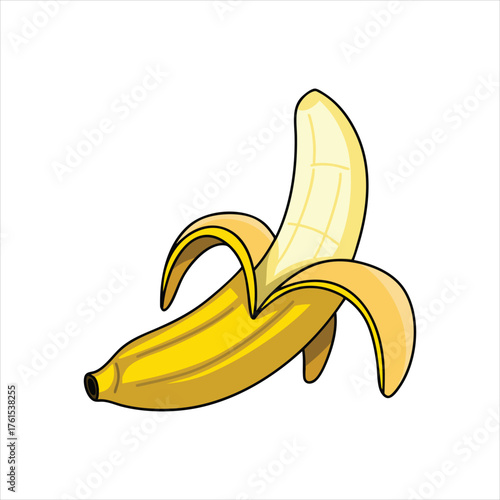 Peeled Banana digital illustration design vector