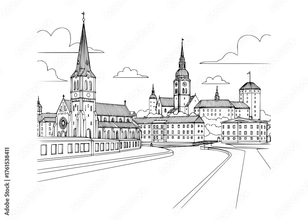 Naklejka premium Linköping City Line Art